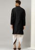 Black Readymade Dupion Silk Kurta With Dhoti