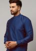 Blue Readymade Asymmetric Woven Kurta Set
