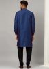 Blue Readymade Asymmetric Woven Kurta Set