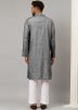 Grey Readymade Kurta Pajama In Satin