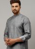 Grey Plain Readymade Asymmetric Kurta Pajama