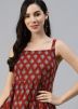 Maroon Printed Readymade Dress In Cotton