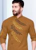 Brown Embroidered Asymmetric Kurta With Pajama