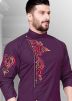 Purple Asymmetric Embroidered Kurta With Pajama