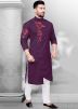 Purple Asymmetric Embroidered Kurta With Pajama