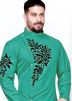 Green Applique Embroidered Asymmetric Kurta Pajama Set