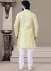 Yellow Woven Asymmetric Kurta & Pajama Set