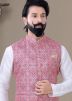 Readymade White Kurta Pajama With Printed Jacket