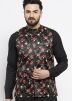 Black Color Silk Nehru Jacket