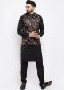 Black Color Silk Nehru Jacket
