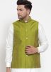 Green Color Cotton Nehru Jacket