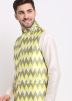 Green Color Silk Nehru Jacket