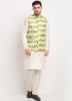 Green Color Silk Nehru Jacket