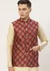 Maroon Color Silk Nehru Jacket