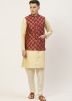 Maroon Color Silk Nehru Jacket