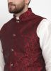 White Dupion Silk Kurta Pajama with Nehru Jacket