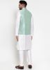 White Dupion Silk Kurta Pajama with Nehru Jacket