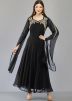 Black Cape Style Sleeves Long Kurti & Churidar