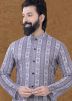 Grey Printed Front Buttoned Kurta Pajama