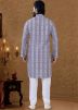 Grey Printed Front Buttoned Kurta Pajama