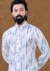 White Tie-Dye Printed Kurta Pajama For Men