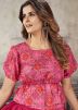 Pink Bandhani Print Top Skirt Set