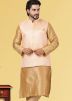 Peach Readymade Plain Nehru Jacket For Men