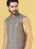 Readymade Grey Nehru Jacket With Woven Work