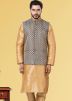 Readymade Grey Nehru Jacket With Woven Work