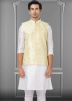 Shaded Green & Cream Nehru Jacket With Foil Prints