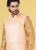 Golden Mens Kurta & Pajama With Nehru Jacket