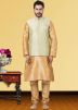 Golden Dupion Silk Kurta Pajama With Jacket