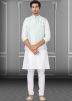 White Dupion Silk Kurta & Pajama With Jacket