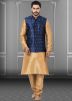 Beige Men Dupion Silk Kurta Pajama With Jacket