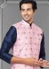 Readymade Blue Dupion Silk Kurta Pajama With Jacket