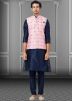 Readymade Blue Dupion Silk Kurta Pajama With Jacket