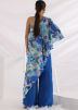 Blue Abstract Print One Shoulder Top & Pant Set
