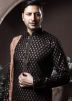 Readymade Black Mens Printed Kurta Pajama