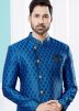 Readymade Blue Indo Western Woven Sherwani 