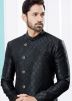 Black Readymade Woven Indo Western Sherwani 