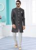 Readymade Black Printed Indo Western Sherwani