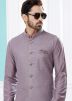 Purple Readymade Kurta Pajama Set In Dupion Silk