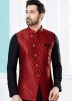 Black Readymade Dupion Silk Kurta Pyjama With Jacket