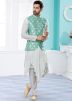 White Readymade Asymmetric Kurta Pyjama Set