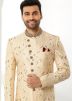 Beige Sherwani Set In Handwork Embroidery