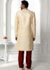 Beige Sherwani Set In Handwork Embroidery
