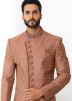 Brown Embroidered Asymmetric Style Sherwani Set
