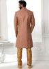 Brown Embroidered Asymmetric Style Sherwani Set