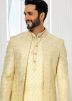 Yellow Embroidered Jacket Style Kurta Pajama Set