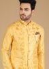 Yellow Kurta Pajama With Embroidered Nehru Jacket